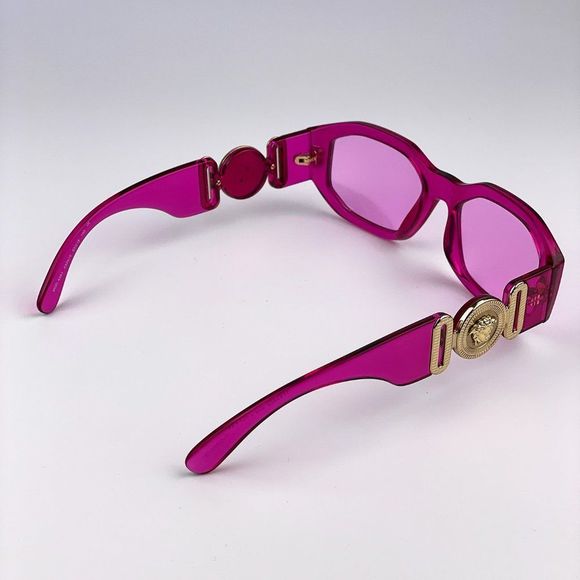 Versace VE4361 5334/5 Sunglasses Medusa Biggie Transparent Pink Rectangle Unisex - Picture 10 of 14